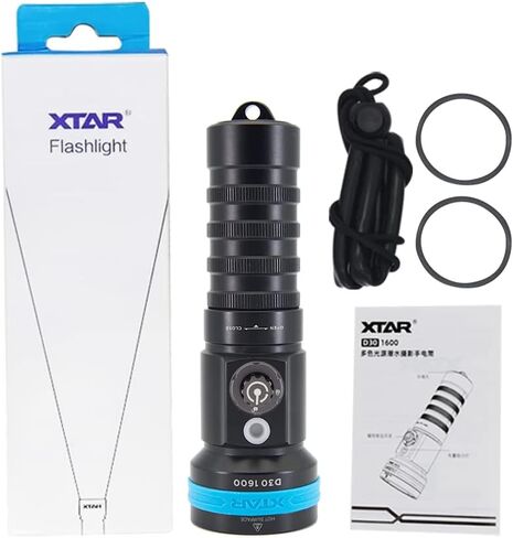 XTAR D30 1600 Lumens Scuba Diving Video Light، مصباح LED متعدد الألوان تحت الماء مع شعاع زاوية واسعة 130 درجة، ضوء التصوير الفوتوغرافي للغوص تحت الماء 100 متر (بدون بطارية) in Saudi Arabia