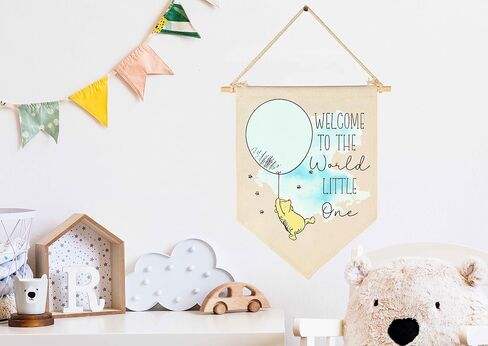 Welcome To The World Little One-Baby Announcement Decor-Congratulations New Baby Gift-Baby Gift Shower-Flag Decor Gift For Baby Boys Girls Newborn-Banner Wall Sign Gifts For Nursery Baby Room in Saudi Arabia