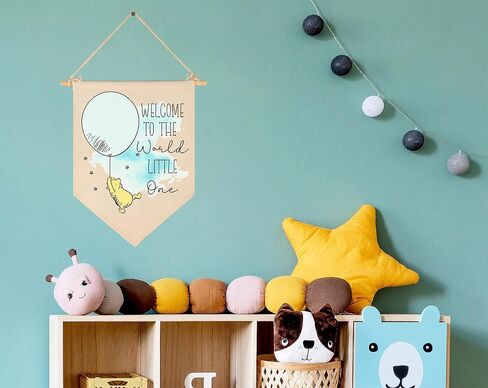 Welcome To The World Little One-Baby Announcement Decor-Congratulations New Baby Gift-Baby Gift Shower-Flag Decor Gift For Baby Boys Girls Newborn-Banner Wall Sign Gifts For Nursery Baby Room in Saudi Arabia