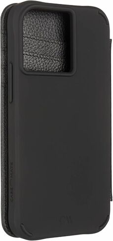 حافظة Case-Mate Wallet Folio iPhone 13 Pro - سوداء [حماية من السقوط بطول 10 أقدام] [متوافقة مع MagSafe] غطاء قابل للطي مقاوم للصدمات مصنوع من جلد أصلي مرصوف بالحصى، حامل أفقي، حامل للنقود والبطاقات in Saudi Arabia