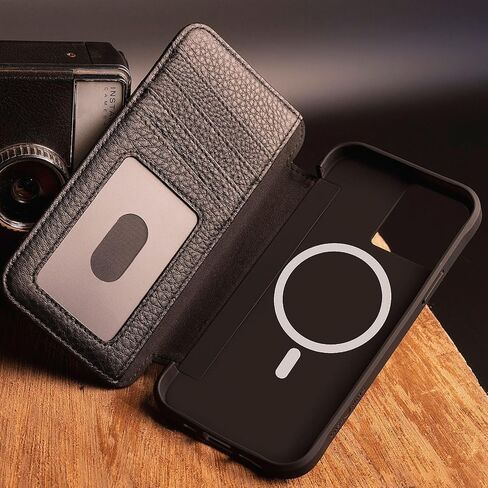 حافظة Case-Mate Wallet Folio iPhone 13 Pro - سوداء [حماية من السقوط بطول 10 أقدام] [متوافقة مع MagSafe] غطاء قابل للطي مقاوم للصدمات مصنوع من جلد أصلي مرصوف بالحصى، حامل أفقي، حامل للنقود والبطاقات in Saudi Arabia