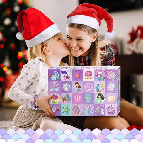 24 Piece Mermaid Bath Bombs for Kids, Advent Calendar 2024 Kids Bath Bombs, Christmas Bath Bombswith Mermaid Themed Jewelrys Inside, Christmas Gifts for Kids in Kuwait