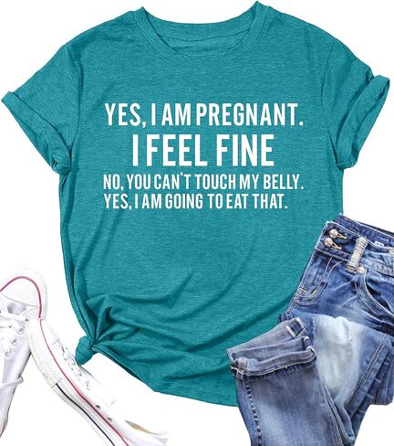 Pregnancy Announcement Shirts Women I'm Pregant T-Shirt Pregnant Mom T Shirt Funny Maternity Letter Print Tees in Saudi Arabia