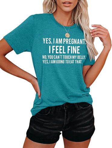 Pregnancy Announcement Shirts Women I'm Pregant T-Shirt Pregnant Mom T Shirt Funny Maternity Letter Print Tees in Saudi Arabia