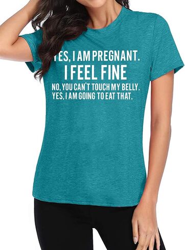 Pregnancy Announcement Shirts Women I'm Pregant T-Shirt Pregnant Mom T Shirt Funny Maternity Letter Print Tees in Saudi Arabia