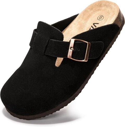 Suede Clogs Potato Shoes Cork Footbed Sandals Comfort Mules with Arch Support Slip On Slippers in Saudi Arabia