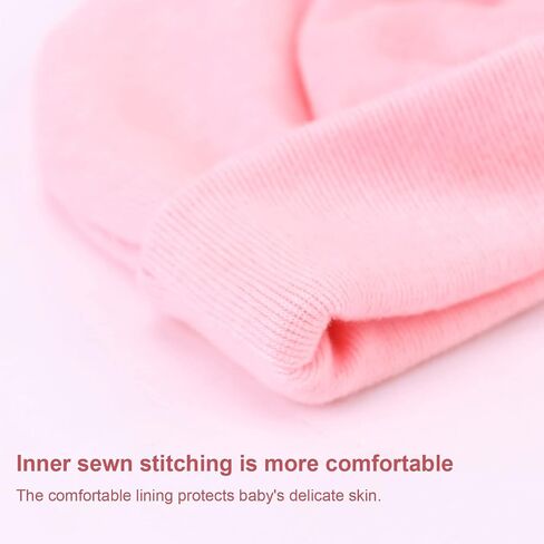 DRESHOW BQUBO Newborn Baby Hats Hospital Hat Baby Cotton Beanie Infant Bow Hats for 0-6/6-24 Months in Kuwait