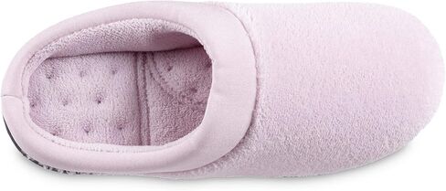 isotoner Women's Terry and Satin Slip on Cushioned Slipper with Memory Foam for Indoor/Outdoor Comfort Flat Sandals in Kuwait