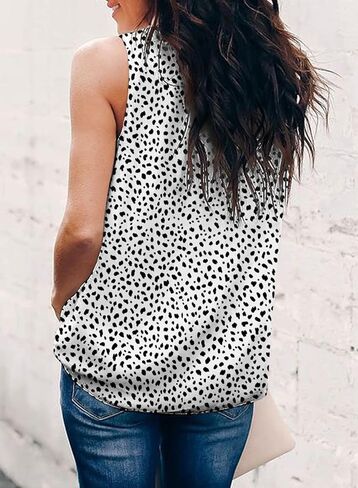 Dokotoo Womens Casual Sleeveless Shirts Halter Neck Leopard Print Tank Top and Blouses in Kuwait