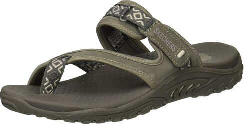 Skechers Women's Reggae Color-Full Adjustable Slide Sandal | Cushioned Footbed, Shock-Absorbing Reggae Midsole, Leather and Web Fabric Upper, Outdoor Trail Slide in Saudi Arabia