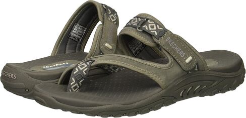Skechers Women's Reggae Color-Full Adjustable Slide Sandal | Cushioned Footbed, Shock-Absorbing Reggae Midsole, Leather and Web Fabric Upper, Outdoor Trail Slide in Saudi Arabia