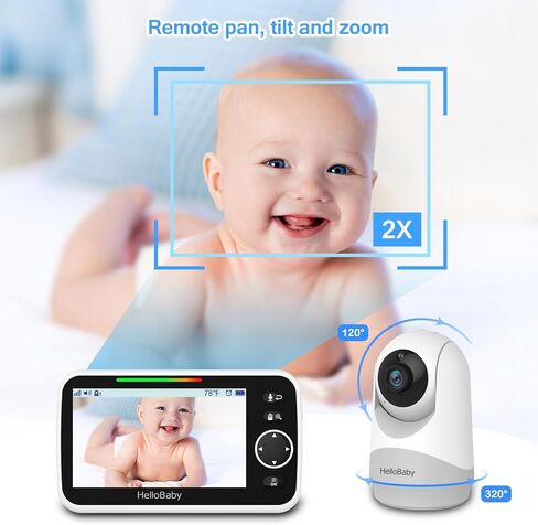 شاشة HelloBaby مع الكاميرا والصوت، وشاشة 5 بوصة مع بث فيديو لمدة 16 ساعة، وكاميرا تكبير عن بعد قابلة للإمالة، ومحادثة ثنائية الاتجاه، ووضع VOX، ورؤية ليلية تلقائية، نطاق يصل إلى 960 قدمًا ولا يوجد WiFi in Kuwait