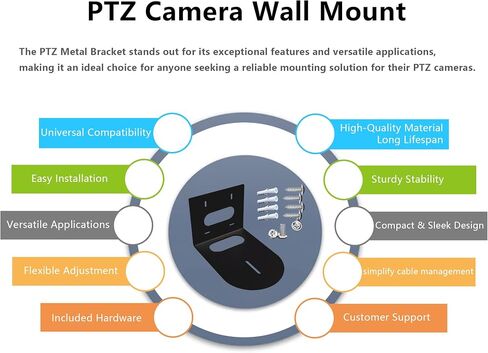 PTZ Camera Wall Mount Bracket, Universal Solid Metal Mount for All PTZ Cameras on The Market, Includes Mounting Screws, Compact Design (White) in Saudi Arabia