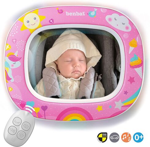 BenBat Baby Car Mirror - Safety Car Seat Mirror for Rear Facing Infant - Shatterproof Clear Wide Vision Day and Night - Entertain See and Soothe with Remote control - Crash Tested and Certified, Blue in Saudi Arabia