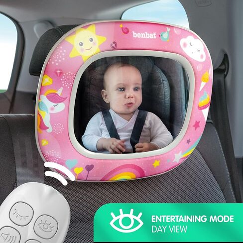 BenBat Baby Car Mirror - Safety Car Seat Mirror for Rear Facing Infant - Shatterproof Clear Wide Vision Day and Night - Entertain See and Soothe with Remote control - Crash Tested and Certified, Blue in Saudi Arabia