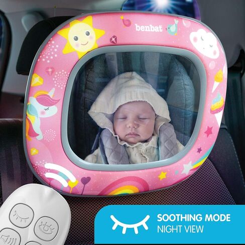 BenBat Baby Car Mirror - Safety Car Seat Mirror for Rear Facing Infant - Shatterproof Clear Wide Vision Day and Night - Entertain See and Soothe with Remote control - Crash Tested and Certified, Blue in Saudi Arabia