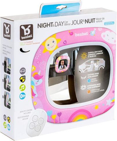 BenBat Baby Car Mirror - Safety Car Seat Mirror for Rear Facing Infant - Shatterproof Clear Wide Vision Day and Night - Entertain See and Soothe with Remote control - Crash Tested and Certified, Blue in Saudi Arabia