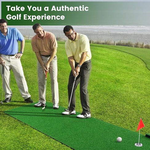 Golf Putting Green Mat Outdoor 3'x10' Golf Mats Practice Game Indoor Portable Golf Putting Green Turf with Movable Cup for Backyard Office Home Golf Pong Putting Game Set in Saudi Arabia