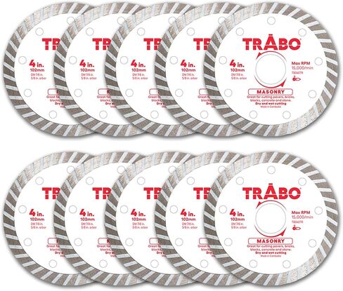 Trabo 4.5 Inch Turbo Rim Diamond Metal Bond Blade for Cutting Cement, Pavers, Concrete with Rebar, Natural Stone and More, with 7/8 Inch Arbor with 5/8 Inch Reducer Ring in Saudi Arabia