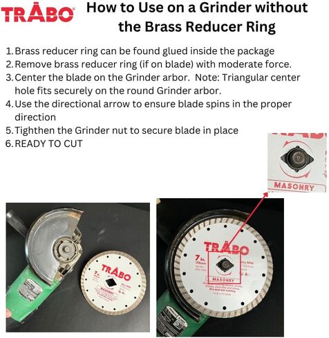 Trabo 4.5 Inch Turbo Rim Diamond Metal Bond Blade for Cutting Cement, Pavers, Concrete with Rebar, Natural Stone and More, with 7/8 Inch Arbor with 5/8 Inch Reducer Ring in Saudi Arabia
