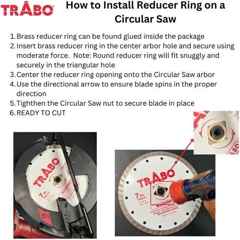 Trabo 4.5 Inch Turbo Rim Diamond Metal Bond Blade for Cutting Cement, Pavers, Concrete with Rebar, Natural Stone and More, with 7/8 Inch Arbor with 5/8 Inch Reducer Ring in Saudi Arabia