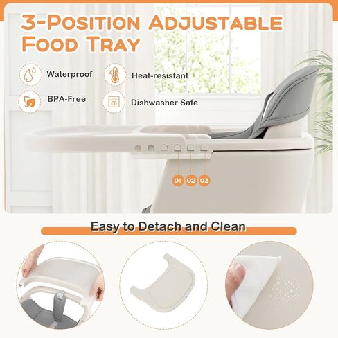 BABY JOY Convertible Baby High Chair, 3 in 1 Wooden Highchair/Booster/Chair with Removable Tray, Adjustable Legs, 5-Point Harness, PU Cushion and Footrest for Baby, Infants, Toddlers (Beige) in Saudi Arabia
