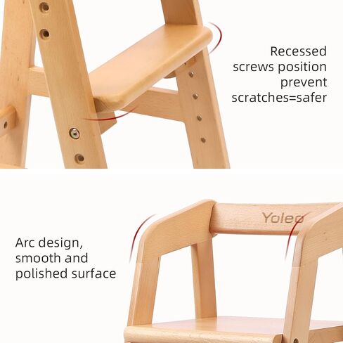 Wooden High Chair for Toddlers, Adjustable Dining Feeding Chair with Removable Cushion for Child, High Chair Grows with Your Kid with Steps for Kids Dining, Studying, Step Tool(Nut-Brown) in Saudi Arabia