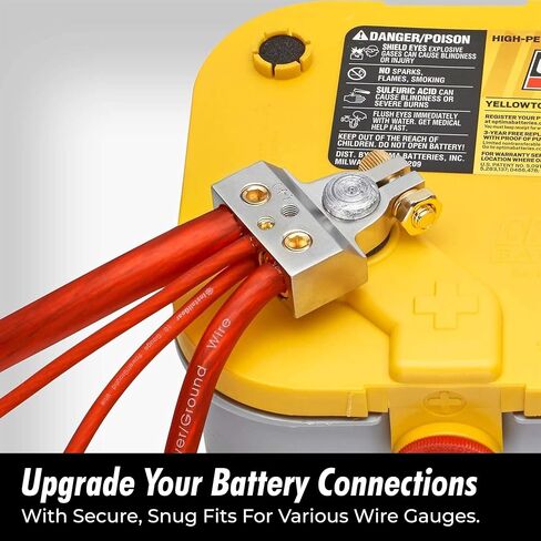 InstallGear 0/4/8 or 10 Gauge Battery Terminals with Shims - Positive and Negative | for Car Battery, Battery Pack, Battery Terminal Connectors, 0 Gauge, 4 Gauge, 8 Gauge, and 10 Gauge Wires in Kuwait