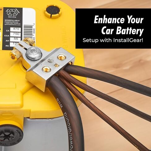 InstallGear 0/4/8 or 10 Gauge Battery Terminals with Shims - Positive and Negative | for Car Battery, Battery Pack, Battery Terminal Connectors, 0 Gauge, 4 Gauge, 8 Gauge, and 10 Gauge Wires in Kuwait