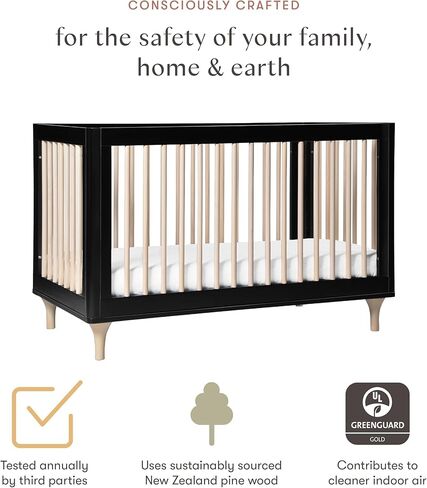 سرير بيبيليتو لولي القابل للتحويل 3 في 1 مع طقم تحويل سرير الأطفال الصغار باللون الطبيعي المغسول، ومعتمد من Greenguard Gold in Kuwait