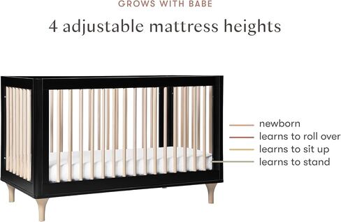 سرير بيبيليتو لولي القابل للتحويل 3 في 1 مع طقم تحويل سرير الأطفال الصغار باللون الطبيعي المغسول، ومعتمد من Greenguard Gold in Kuwait