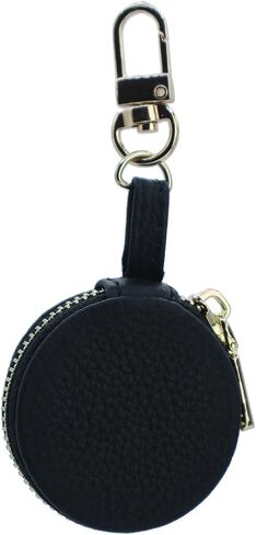 KITSHE Leather Ring Holder Keychain with Gold Latch and Zipper for Wedding Rings, Bridal Shower Gift, Travel Jewelry Case, Portable Black Leather Jewelry Holder Case with Keychain Latch in Saudi Arabia