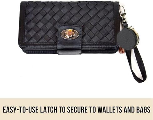 KITSHE Leather Ring Holder Keychain with Gold Latch and Zipper for Wedding Rings, Bridal Shower Gift, Travel Jewelry Case, Portable Black Leather Jewelry Holder Case with Keychain Latch in Saudi Arabia