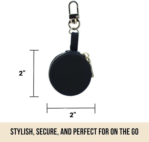KITSHE Leather Ring Holder Keychain with Gold Latch and Zipper for Wedding Rings, Bridal Shower Gift, Travel Jewelry Case, Portable Black Leather Jewelry Holder Case with Keychain Latch in Saudi Arabia