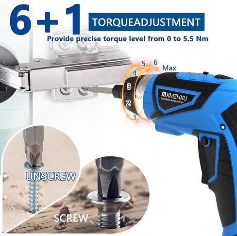 Cordless Screwdriver, 8V Max 10Nm Electric Power Screwdriver with 47 Accessories, 6+1 Torque, Pivoting Handle, 2000mah Rechargeable Screw Gun & Bit Set with LED Light, Flexible Shaft in Kuwait
