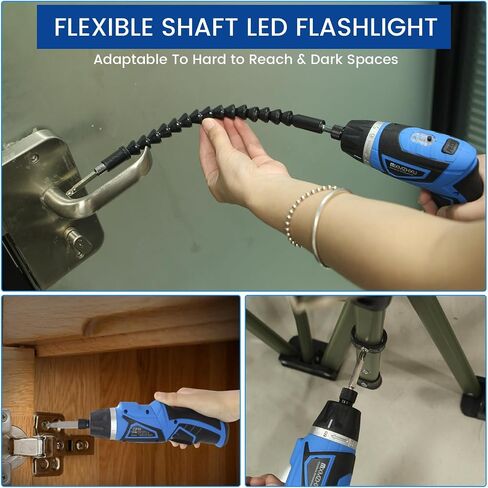 Cordless Screwdriver, 8V Max 10Nm Electric Power Screwdriver with 47 Accessories, 6+1 Torque, Pivoting Handle, 2000mah Rechargeable Screw Gun & Bit Set with LED Light, Flexible Shaft in Kuwait