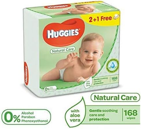 Huggies Baby Wipes Natural Care with Aloe Vera, 56 Count, Pack of 12, Total 672 Wipes in Saudi Arabia