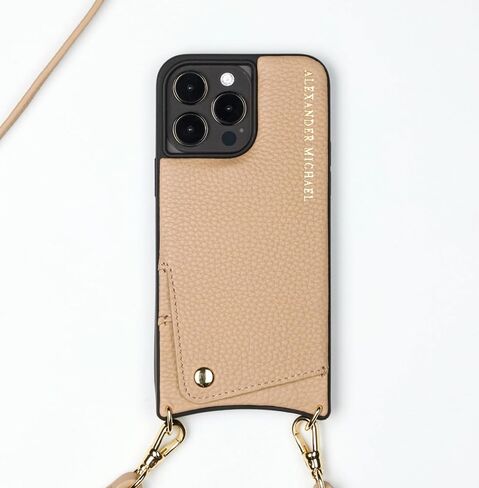 Alexander Michael for iPhone 14 Pro Max - Iconic Crossbody Phone Case and Wallet with 2 Straps in Premium Leather- Exclusive Wallet Design Features an EZ Pull-Out Card Tab (Ivory, iPhone 14 Pro Max) in Saudi Arabia