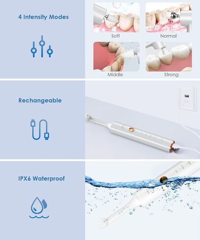 Tooth Polisher, Rechargeable Plaque Remover for Teeth Whitening and Cleaning with 4 Speed Modes, 5 Brush Heads and LED Light in Saudi Arabia