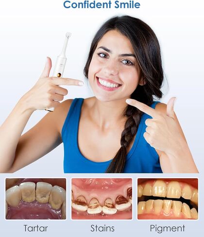 Tooth Polisher, Rechargeable Plaque Remover for Teeth Whitening and Cleaning with 4 Speed Modes, 5 Brush Heads and LED Light in Saudi Arabia