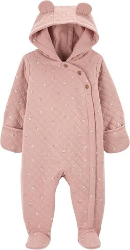 Carter's Baby Girls' and Baby Boys' Newborn-9M Hooded Quilted Pram Sleep & Play in Kuwait