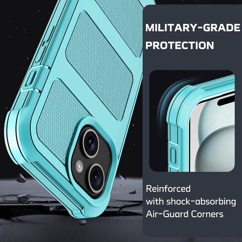 for iPhone 15 Plus Case, [Built-in Screen Protector] Military Grade Drop Protection Cover Heavy Duty Rugged Shockproof Phone Case for iPhone 15 Plus with Kickstand & Belt Clip Holster (Black) in Saudi Arabia