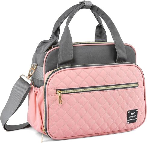 Crossbody Small Diaper Bag, Cute Mini Baby Diaper Tote Bags with Insulated Pockets for Traveling Outdoor Parent, Pink & Gray in Saudi Arabia
