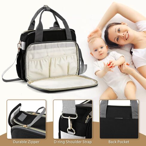 Crossbody Small Diaper Bag, Cute Mini Baby Diaper Tote Bags with Insulated Pockets for Traveling Outdoor Parent, Pink & Gray in Saudi Arabia