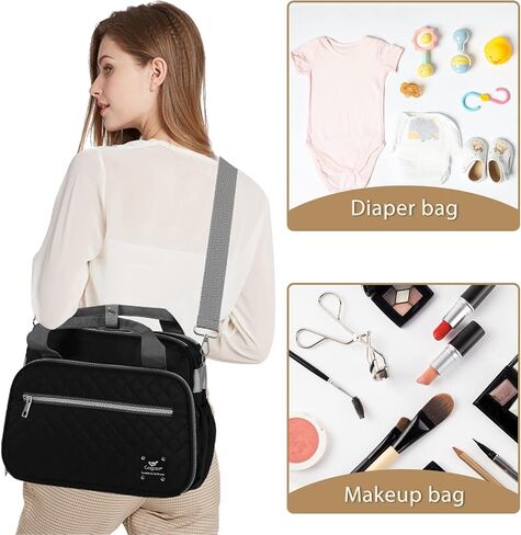 Crossbody Small Diaper Bag, Cute Mini Baby Diaper Tote Bags with Insulated Pockets for Traveling Outdoor Parent, Pink & Gray in Saudi Arabia