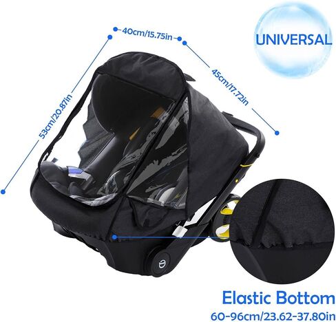 Car Seat Rain Cover,Food Grade EVA,Universal Car Seat Rain,Waterproof, Windproof Protection,Protect from Dust Snow,Rain Cover Features Quick-Access Zipper Door and Side Ventilation(Black) in Saudi Arabia