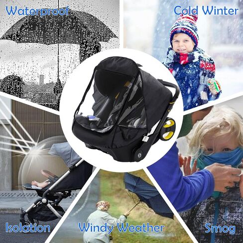 Car Seat Rain Cover,Food Grade EVA,Universal Car Seat Rain,Waterproof, Windproof Protection,Protect from Dust Snow,Rain Cover Features Quick-Access Zipper Door and Side Ventilation(Black) in Saudi Arabia
