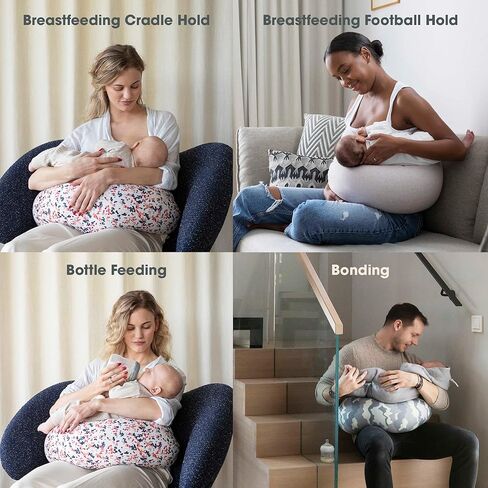 bbhugme Adjustable Nursing Pillow - Breastfeeding, Bottle Feeding, Baby Support - Adjustable Firmness and Fit - Washable Pillow Cover - Grey Melange in Saudi Arabia