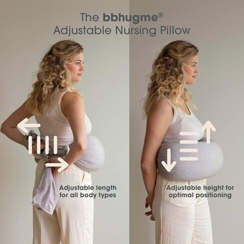 bbhugme Adjustable Nursing Pillow - Breastfeeding, Bottle Feeding, Baby Support - Adjustable Firmness and Fit - Washable Pillow Cover - Grey Melange in Saudi Arabia