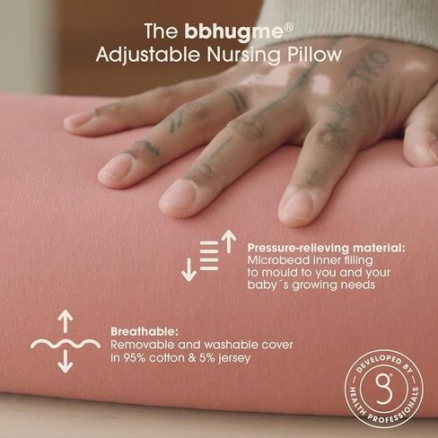 bbhugme Adjustable Nursing Pillow - Breastfeeding, Bottle Feeding, Baby Support - Adjustable Firmness and Fit - Washable Pillow Cover - Grey Melange in Saudi Arabia